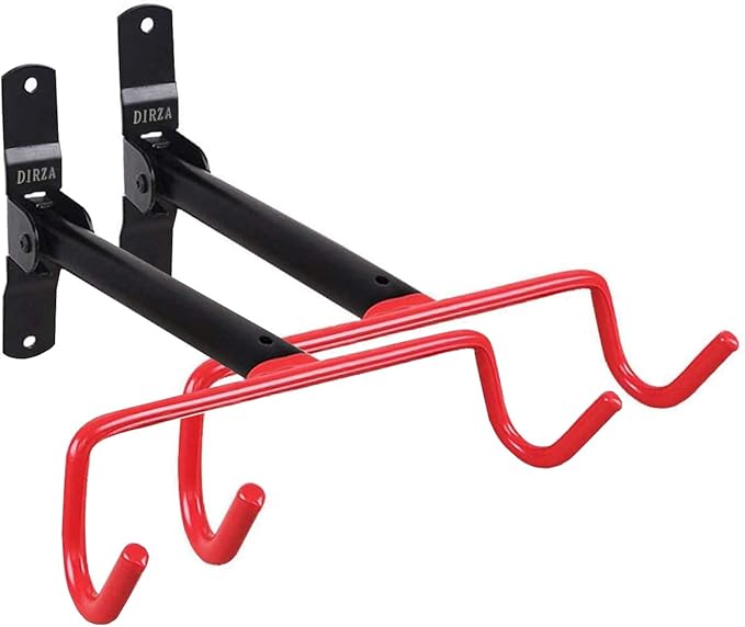 Dirza Bike Wall Mount Bike Hanger 2 Pack Foldable Bicycle Storage Horizontal Bike Rack Bike Hook for Garage Indoor Shed with Screws