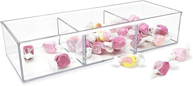 Isaac Jacobs Large 3-Compartment Acrylic Stackable Organizer (12.9" L x 5" W x 2.7" H), Multi-Sectional Tray & Storage Solution for Makeup, Craft Supplies, Bathroom, Kitchen, Office (Clear)