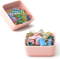Ceramic Paper Clip Holder 2 PCS Set, Square Paper Clip Dispenser Organizer for Desk, Cute Office Binder Clip Holder Bobby Pin and Hair Clip Holder, Paper Clamp Holders Gift for Office, Pink