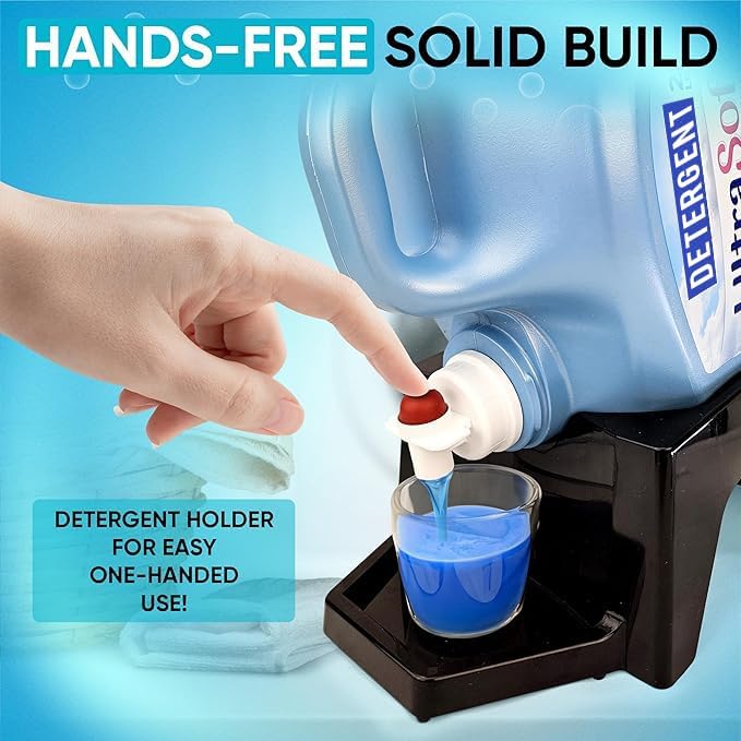 TidyFriend 3 Pack Laundry Detergent Dispenser with Tray, Laundry Soap Dispenser with Non-Slip Rubber Feet for Washing Room Organization, Easy Pour (Black)
