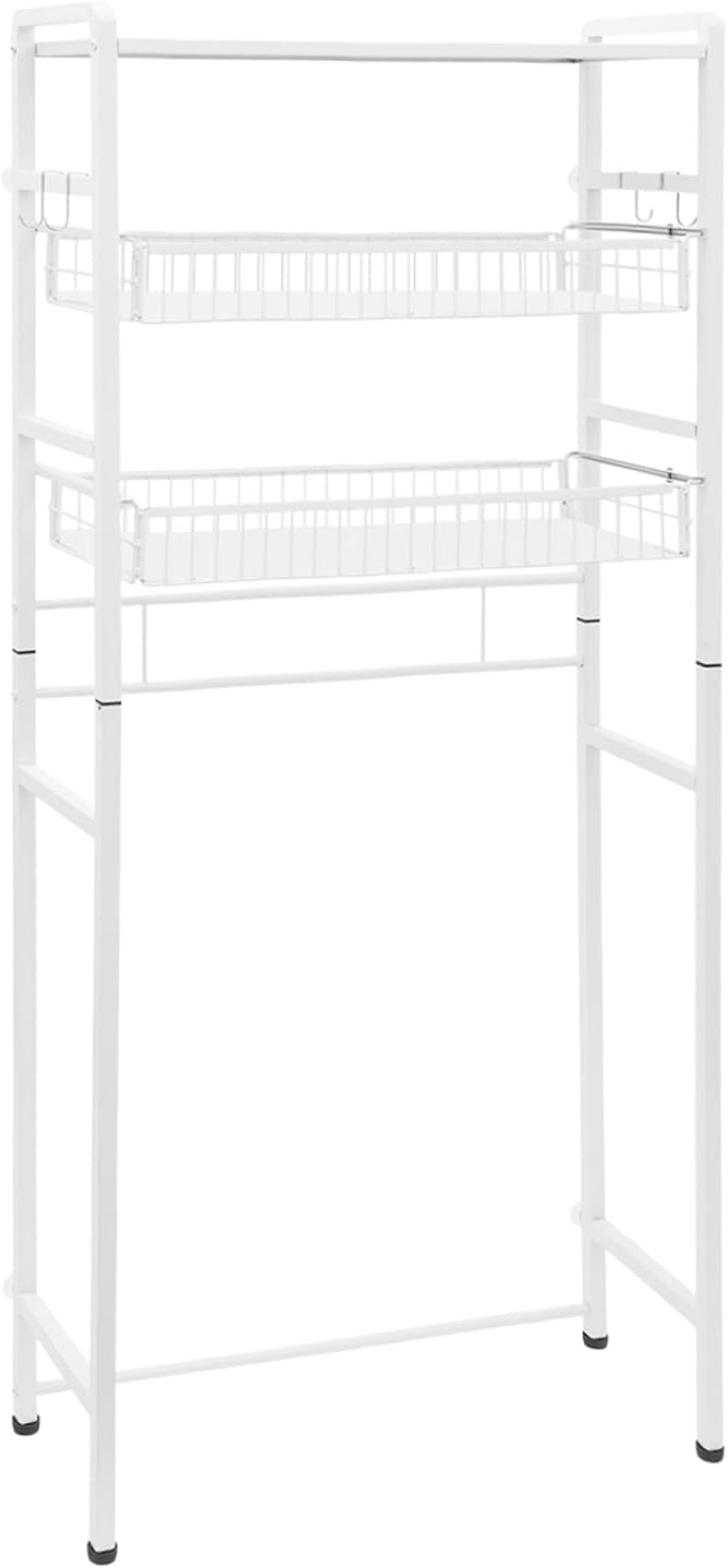 Over Washer and Dryer Storage Shelves, 3-Tier Washing Machine Organizer Rack with Height Adjustable Shelf for Laundry Room Bathroom Garage, W27.8*D10.2*H62in, White