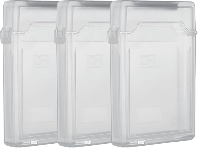 PATIKIL 4.5" x 3.2" Hard Drive Disk Case, 3Pcs Plastic Hard Disk Storage Box Portable Anti-Static Case for 2.5" External SSD HDD, Grey