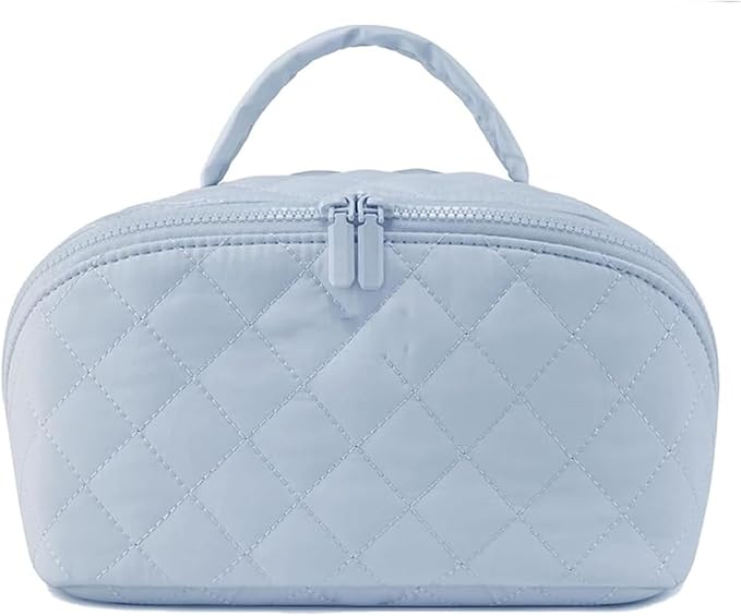 Travel Makeup Bag, Wide Open Expandable Lay-Flat Cosmetic Case, Padded Organizer for Toiletries & Brushes Large Capacity with Compartments