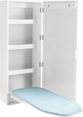 Wall Mounted Ironing Board Cabinet, Swiveling Ironing Board with Storage Cabinet for Bedrooms and Checkrooms 14 x 8.1 x 37.5 Inch White