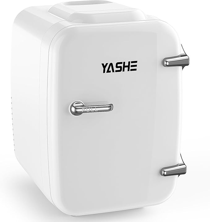 Mini Fridge, 4 Liter/6 Cans Small Refrigerator for Skincare, 110V AC/ 12V DC Thermoelectric Cooler and Warmer for Drink Office Dorm Bedroom Car, White
