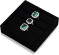 Oirlv 3 Slots Velvet Small Ring Organizer Earrings Trays Showcase Display Storage Insert Holder for Jewelry Box, Drawer, Dresser(Black,S)