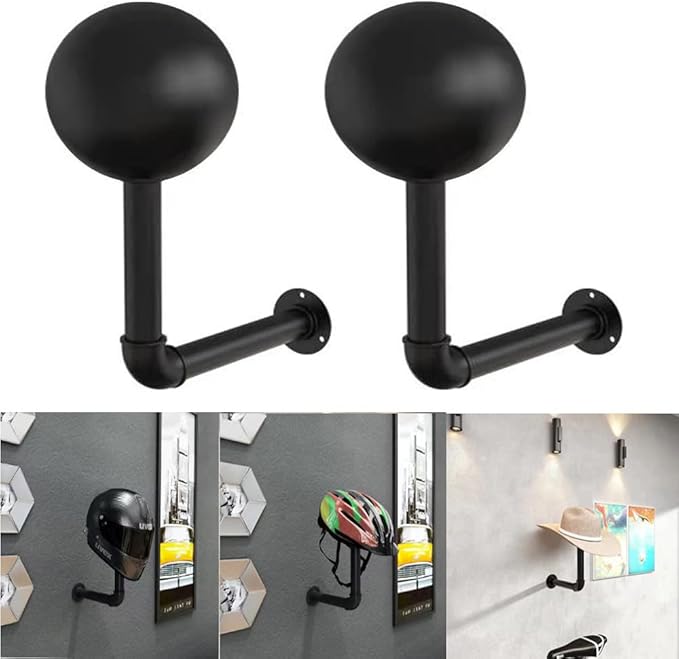 PEI Motorcycle Accessories Helmet Holder, Metal Hat Rack, Wig Storage Holder Display Stand, Helmet Hanger Rack Wall Mounted Hook for Coats