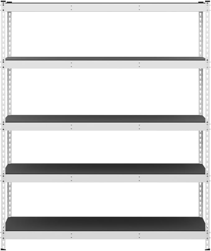 SafeRacks Modular Garage Shelving - 5 Tier Storage Shelves, Tall Metal Rack Shelves for Storage, Heavy Duty Steel Shelf Organizer for Garage, Or Kitchen Pantry (White, 18 x 60 x 72)