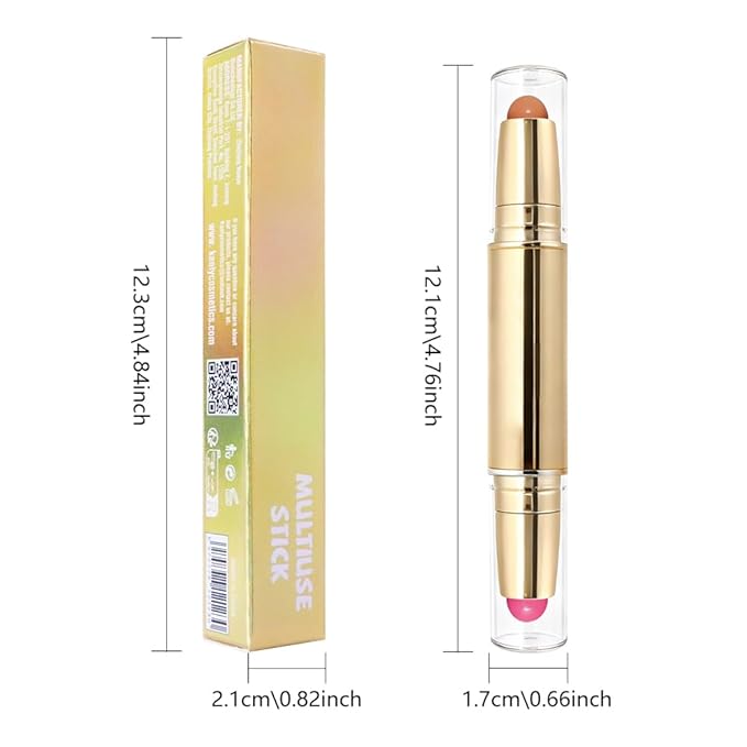 evpct 2In1 Blush Contour Multiuse Makeup Stick, Berry Tan & Brown Creamy Butter Blush Bronzer Contour Multiuse Stick for Cheeks Lips Eyes Faces, Ultra-Creamy Radiant Finish, Vegan & Cruelty-Free
