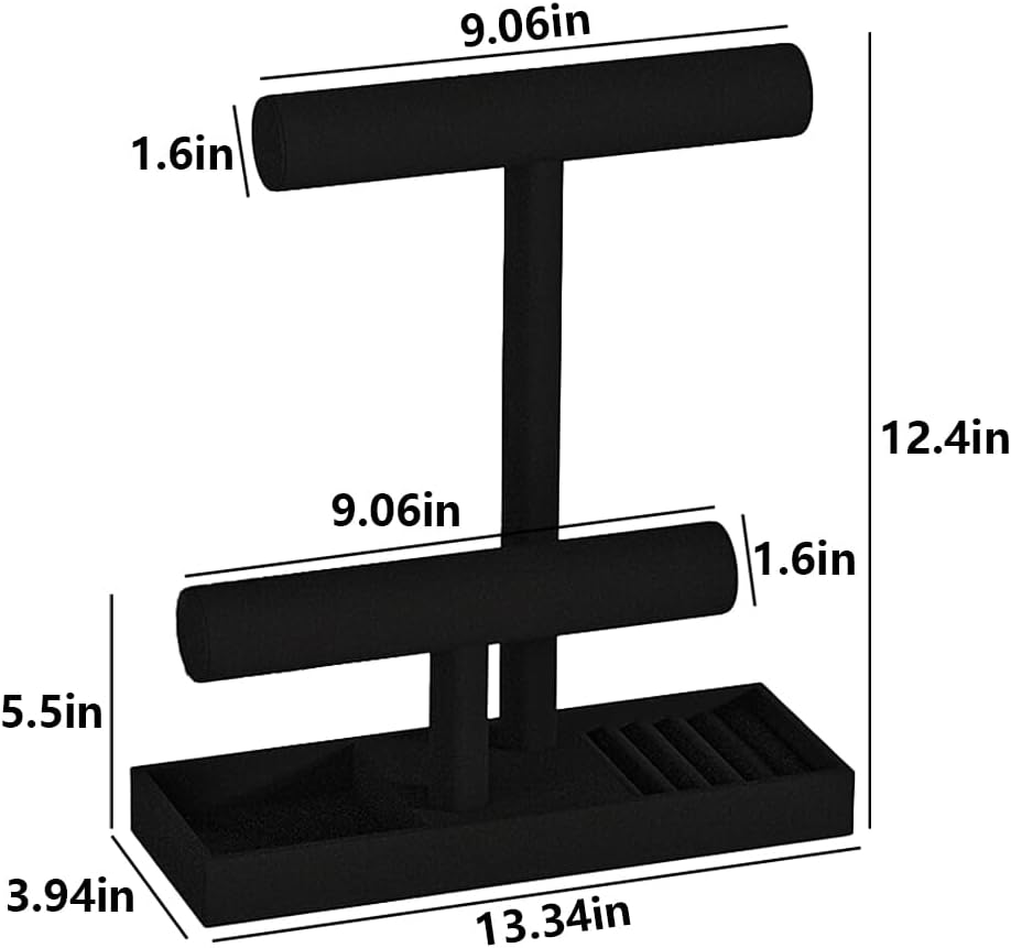 Bracelet and Necklace Holder,Velvet Jewelry Necklace Display Organizer Stand,bracelet Holder for Selling,Bracelet and Necklace Storage Tree (Style 2（Black）)