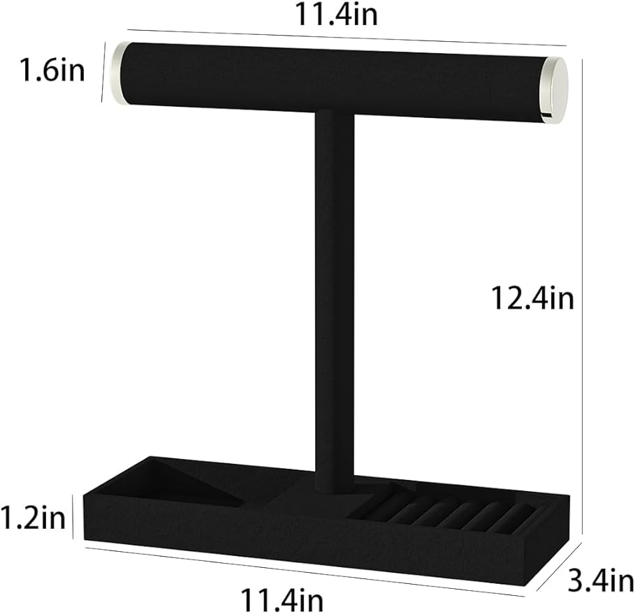 Bracelet and Necklace Holder,Velvet Jewelry Necklace Display Organizer Stand,bracelet Holder for Selling,Bracelet and Necklace Storage Tree (Style 1（Black+ Metal lid）)