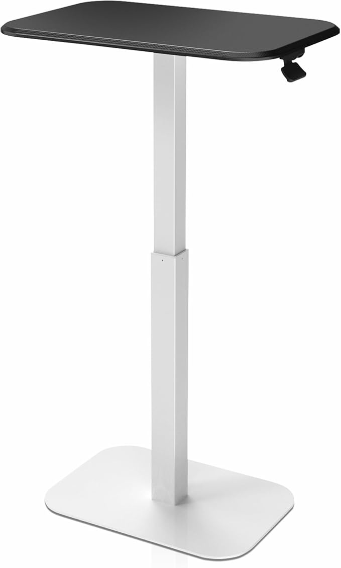 Ergohome™ ELEVANCE Table™ Height Adjustable Side Table for Couch or Bed, Laptop Table - Small End Table Office Coffee Table - C-Shaped Sofa Side Table with Multi-Function (White Base Carbon Top)
