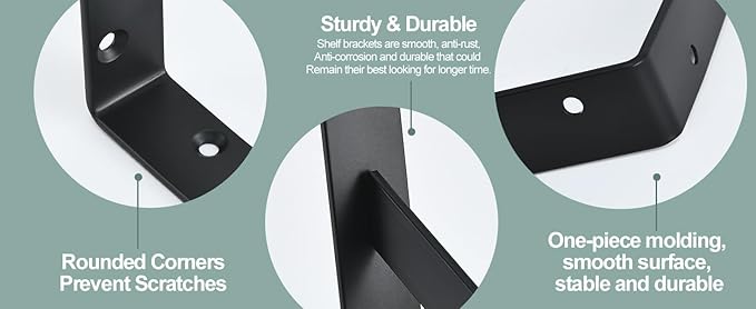 4 Pack L6 x H 4" Black Heavy Duty Shelf Brackets with Screws Metal Shelf Brackets Shelf Support Angle Brackets for Shelves L Brackets Heavy Duty Floating Shelf