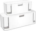 ZhiYo Cable Management Box White, 2Pack Cord Organizer Box - Extra Large and Medium Size, Cord Hider Box to Conceal Power Strips on Desk or Floor, Made from Electrically Safe ABS Material