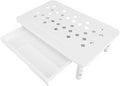 Denash Desktop Computer Riser Stand with Drawer, 3 Adjustable Height Metal Monitor Stand, 20KG Capacity Laptop Shelf for Workspace Organization (White)