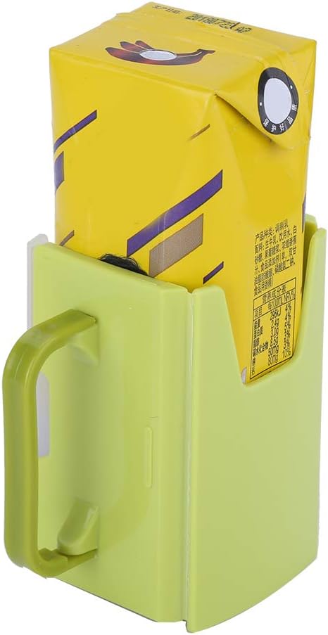 Yctze Adjustable and Spillproof Drink Holder with Handle for Milk Cartons, Boxes - for Toddlers, Kids, Children - Plastic Kitchen Tool (Green)