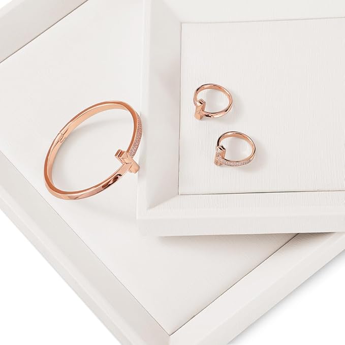Jewelry Trays, Leather Tray, Luxury White Jewelry Organizer Tray For Necklace,Earring,Ring,Flat Jewelry Organizer For Dresser