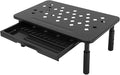 Denash Desktop Computer Riser Stand with Drawer, 3 Adjustable Height Metal Monitor Stand, 20KG Capacity Laptop Shelf for Workspace Organization (Black)