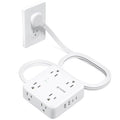 TROND 5ft Flat Extension Cord with 2 USB C, Ultra Thin Flat Plug Power Strip, 8 Widely Outlets and 4 USB Ports, 1700J Surge Protector, Extension Cord for Office, Travel, Home, White