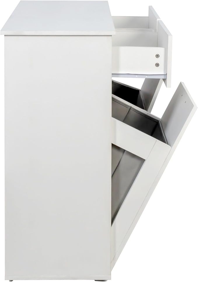 Laundry Hamper Cabinet with 2 Baskets & 2 Drawers, 31.5" Bathroom Clothes Sorter Storage Cabinet for Bathroom Laundry Room, Tilt-Out Hamper Organizer with Divided Sections