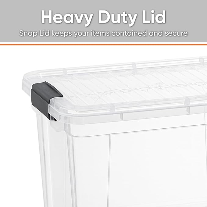 Superio Clear Storage Boxes with Lids, 2.4 Quart Plastic Container Bins for Organizing, Stackable Crates, BPA Free, Non Toxic, Odor Free, Organizers for Home, Office and Dorm,