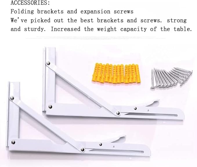 Wall Mounted Folding Table,White Floating Desk for Small Spaces,Stainless Steel Bracket Laundry Folding Table,Wall Folding Desk,Home Bars and Dining Establishments（80x50cm/31.5"x19.7"