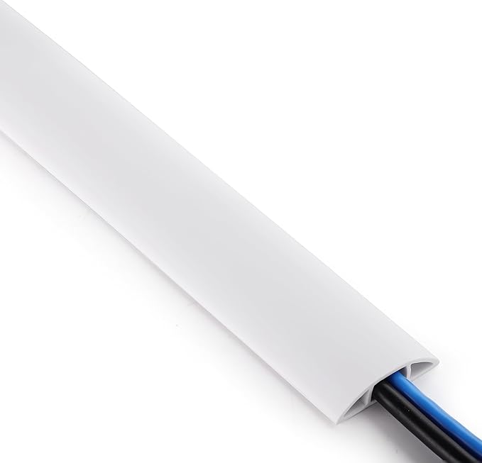 ZhiYo 10ft Cord Covers for Wires on Floor, Cord Hider Floor Hide Extension Cords, Soft PVC Cable Cover Cable Protector, Wire Cavity W0.62in H0.31in, White