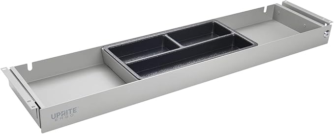 PERFECT POSTURE Under Desk Storage Drawer With Lock – Slim Pen & Pencil Drawer for Regular & Sit-Stand Standing Desks, Gray (33” x 7.5”)
