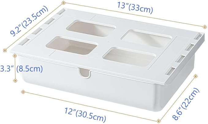 Poeland Under Desk Drawer Self-Stick Storage Organizer for Office Home School Large Size White 2 Pack