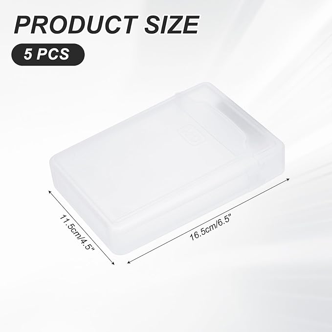 PATIKIL 6.5" x 4.5" Hard Drive Disk Case, 5Pcs Plastic Hard Disk Storage Box Portable Anti-Static Case for 3.5" External SSD HDD, White
