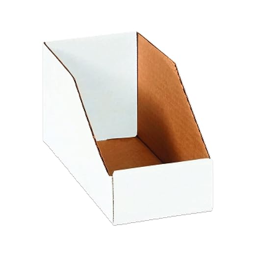 Aviditi BINBIN49 Corrugated Open Top Bin Box, 9" Length x 4" Width x 4-1/2" Height, Oyster White (Case of 50)