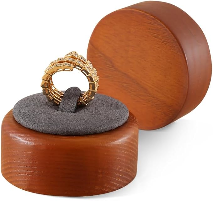 Ring Display, Premium Wooden Stand, Grey Jewelry Holder for Vendor