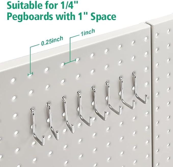 Amazon Basics Rectangular Metal Pegboard Kit for Wall Storage, Rust and Scratch Resistant, 48-Piece, Gray