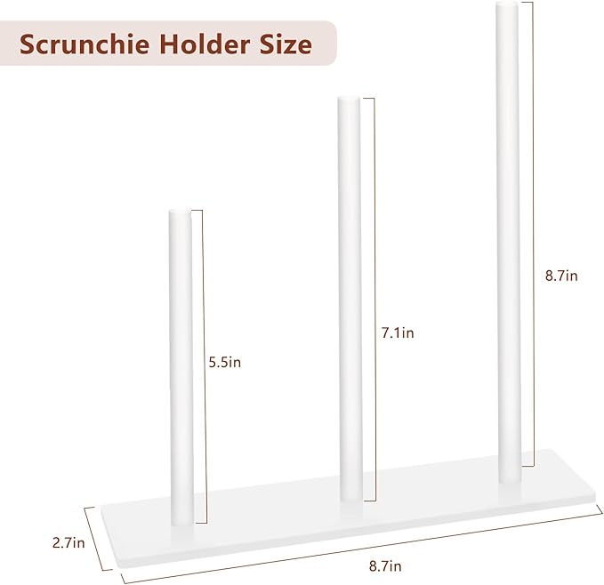 SMUK 3-Tiers Acrylic Scrunchie Holder Organizer, White Hair Tie Holder Stand for Women Teen Girls Scrunchie Storage Scrunchy Hair Accessories Organizer