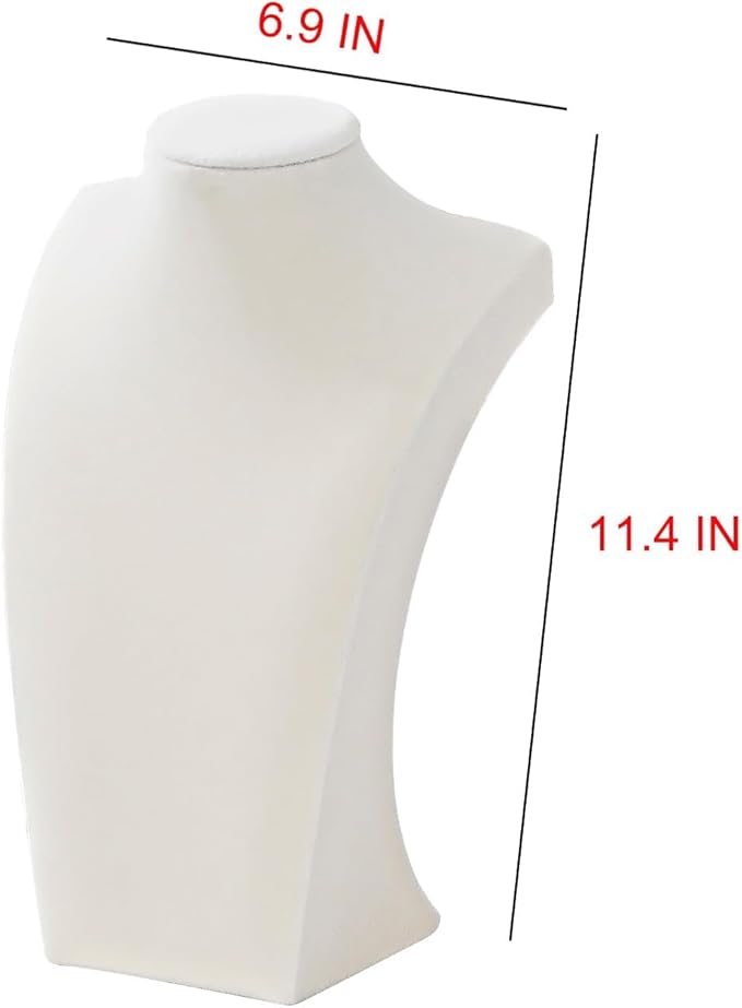 3Pcs Necklace Bust Stand for Selling, Beige Velvet Necklace Display Holder, Jewelry Necklace Organizer Rack for Shop Store Exhibition Show (11"Height)
