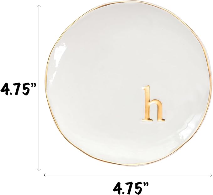COLLECTIVE HOME - Ceramic Jewelry Tray, Decorative Trinket Dish for Rings Earrings Necklaces Bracelet Watch Keys, Birthday Mother's Day Christmas Gift for Women, 4.75", Glossy (h)