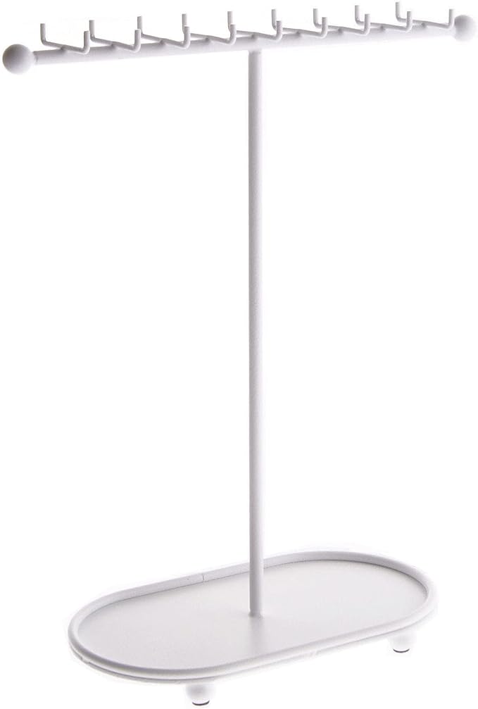 Angelynn's Sturdy Long Necklace Holder Organizer Tall Tabletop Pendant Display Stand, Freestanding Large Capacity Jewelry Tree, Gianna White 11 1/2" Wide x 14 1/2" Tall