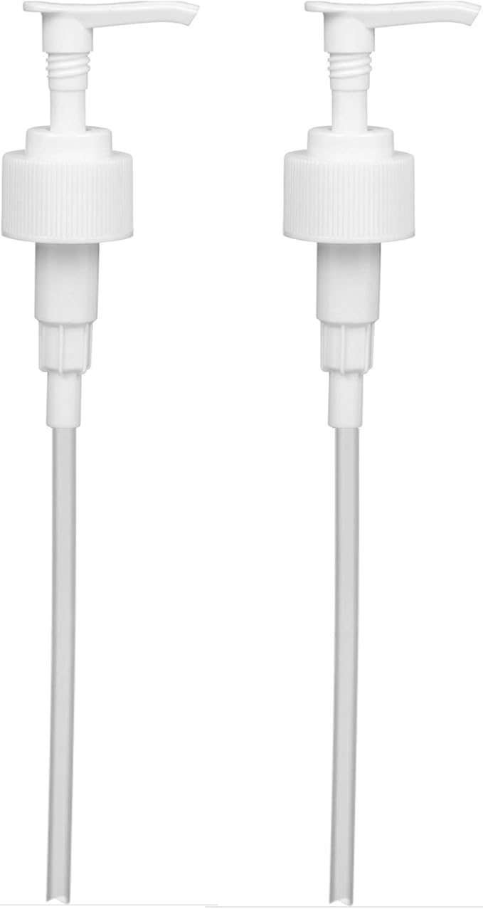 White Soap and Lotion Pump, Fits Most 32oz Castile Soap Bottles, 28/410 Neck, 5cc Dispensed Per Pump (2 Pack)