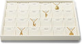 24 Grids Necklace Display Tray, Stackable Jewelry Organizer Trays, Microfiber Necklace Bracelet Pendant Holder Storage Display (Beige)