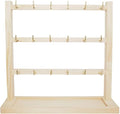 3 Layers of Wooden Display Eacks With Hooks for Necklaces. Rings, Earrings, Bracelets, And Other Jewelry Storage Display Rack