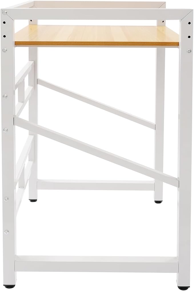 Washer Dryer Stacking Rack Stand, Heavy Duty Washing Machine Shelf with Adjustable Design, Load Capacity 660 lbs, Washer&Dryer Storage Shelf for Kitchens, Bathrooms, Laundry Rooms (White+Yellow)