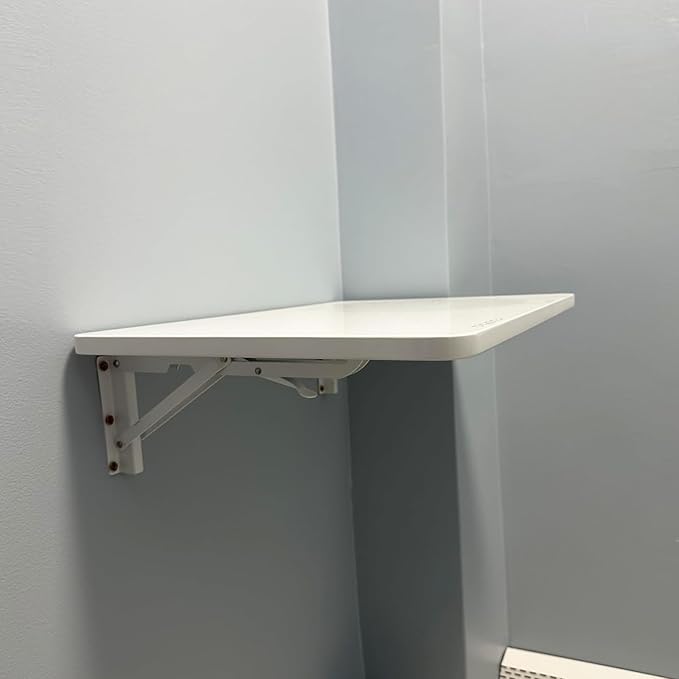 Wall Mounted Folding Table,White Floating Desk for Small Spaces,Stainless Steel Bracket Laundry Folding Table,Wall Folding Desk,Home Bars and Dining Establishments（80x50cm/31.5"x19.7"