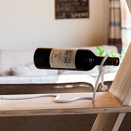 Magic Rope Wine Rack, Creative Metal Chain Suspension Floating Illusion Wine Rack Bottle,Magic Novelty Single Red Wine Bottle Stand for Bar&Home Decoration (White)