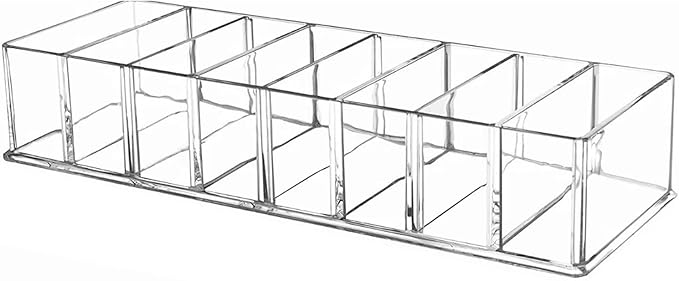 Clear Acrylic Makeup Stand with 8 Compartments Eyeshadow Palette Organizer Cosmetic Display Holder