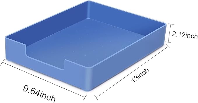 Letter-Size Tray, 2PCS A4 Plastic Stackable Paper Tray, Desk Drawer Organizer for Office, School, Home Storage, and Storage Containers for Christmas Ornaments, Gift Wrap, and Crafts (2x Blue)