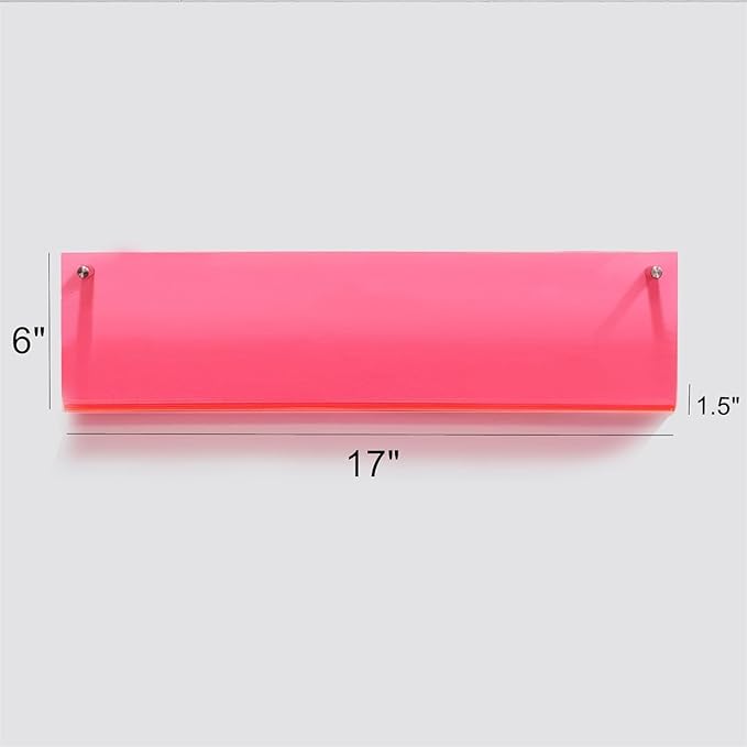 ROYALITA 2-Pack Acrylic Magazine Holder Brochure Holder, 17" Record Holder Magazine Rack, Fashion Hanging Bookshelf Literature Storage Rack for Waiting Room, Living Room, Office, Pink 17 Inch