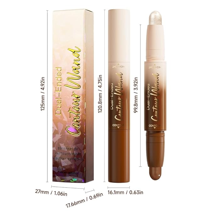 evpct Nuetral Nude & Silver Shimmer Cream Contour Stick Face Body Makeup Dual Ended, no Transfer Waterproof 2 in 1 Cream Concealer Stick Contouring Makeup, Nose Contour Bronzer Sticks Face Highlighter
