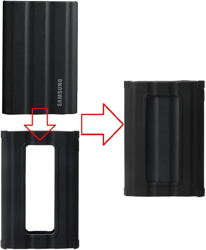 Hermitshell Silicone Carrying Case Replacement for Samsung T7 Shield 2TB / 1TB / 4TB, Portable SSD, USB 3.2 Gen2 External Solid State Drive (Black, Silicone Case)