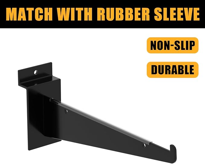 8" Black Slat Wall Shelf Brackets,10 PCS Slat Wall Brackets with Lip, Floating Metal Slat Wall Accessories