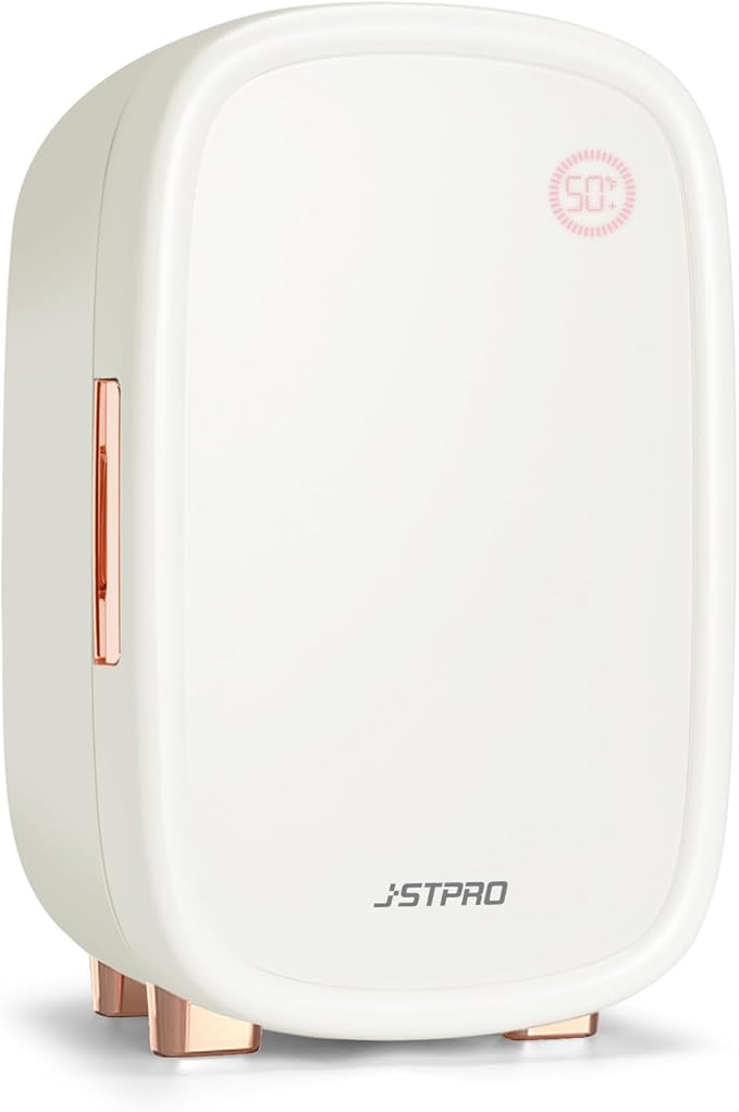 Skincare Fridge 12 Liter, Beauty Fridge for Comestic storage 10°C/50°F + Intelligent Constant Temperature Control Mini Refrigerator, White Compact Cosmetics Refrigerator for Makeup Lipstick